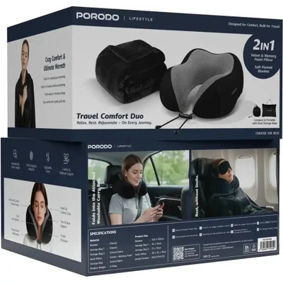 بالش گردن و پتو مسافرتی پرودو Travel Comfort Duo