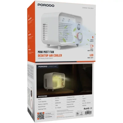 پنکه مه پاش شارژی پرودو مدل Desktop Air Cooler PDF853