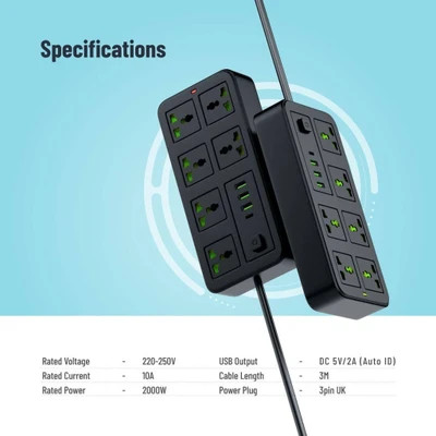 چندراهی برق پرودو مدل Universal Sockets 6 ظرفیت ۳ متر