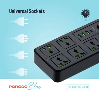 چندراهی برق پرودو مدل Universal Sockets 6 ظرفیت ۳ متر