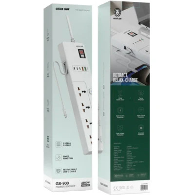چندراهی برق گرین مدل GS-900 ظرفیت ۳۵۰۰ وات طول کابل ۳ متر