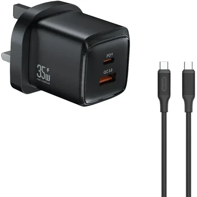 شارژر دیواری دو پورت گرین لاین مدل G-Charge 35W و کابل Type-C