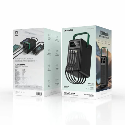 پاوربانک خورشیدی گرین لاین مدلSolar Max ظرفیت120000mAh