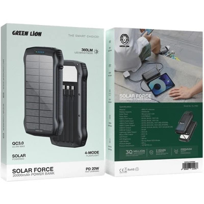 پاوربانک خورشیدی گرین لاین مدل Solar Forceظرفیت 20000mAh