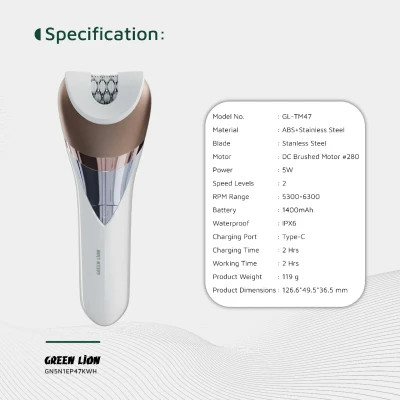 کیت اپیلاتور بیسیم گرین لاین مدل GN5N1EP47KWH ۵ کاره