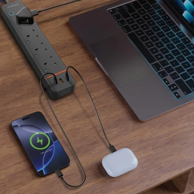 چندراهی برق هوشمند Porodo Chargelink با ۴ پورت AC و USB-C مدل PDPSUA1BK