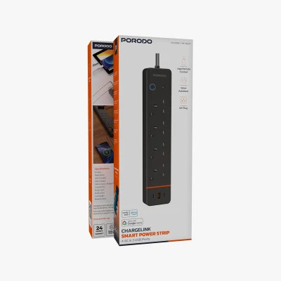 چندراهی برق هوشمند Porodo Chargelink با ۴ پورت AC و USB-C مدل PDPSUA1BK