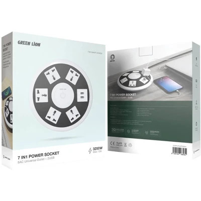 چندراهی برق گرین مدل GN7N1PSKT13 ظرفیت ۵ عدد با طول کابل ۲ متر