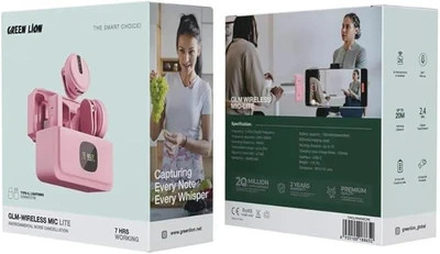 میکروفون بی سیم جی ال ام لایت گرین لاین مشکی و صورتی Green GLM-Wireless Mic Lite