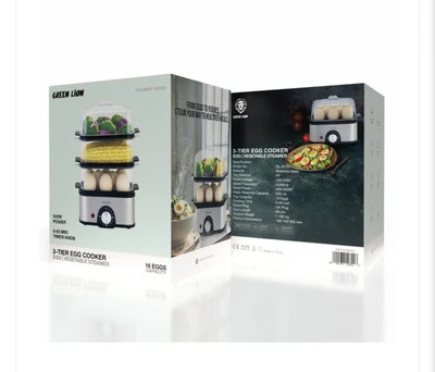 تخم مرغ پز و بخار پز سبزیجات سه طبقه گرین لاین مدل 3-Tier Egg Cooker ا Green Lion 3-Tier Egg Cooker Vegetable Steamer