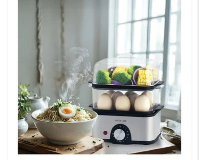 تخم مرغ پز و بخار پز سبزیجات سه طبقه گرین لاین مدل 3-Tier Egg Cooker ا Green Lion 3-Tier Egg Cooker Vegetable Steamer
