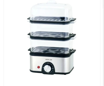 تخم مرغ پز و بخار پز سبزیجات سه طبقه گرین لاین مدل 3-Tier Egg Cooker ا Green Lion 3-Tier Egg Cooker Vegetable Steamer