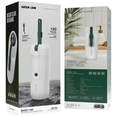 بیده شارژی گرین لاین مدل Bidet Go ضدآب با مخزن ۳۵۰ میلیلیتر